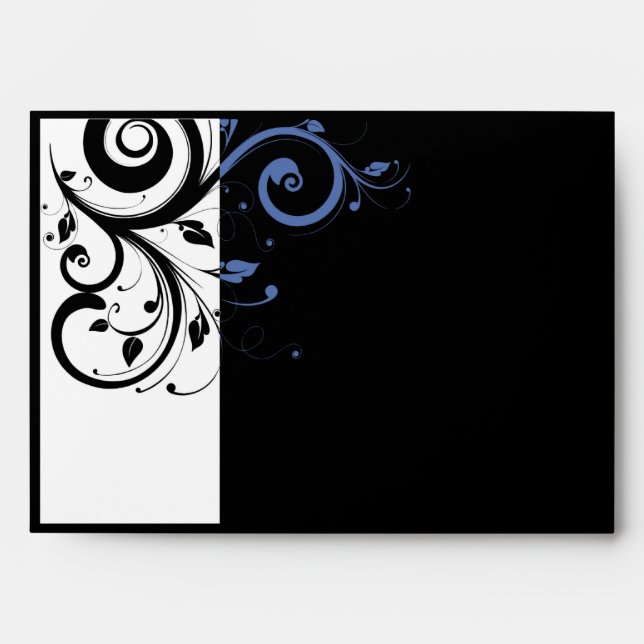 Enveloppes Black Periwinkle Cornflower Blue Floral Mariage (Devant)