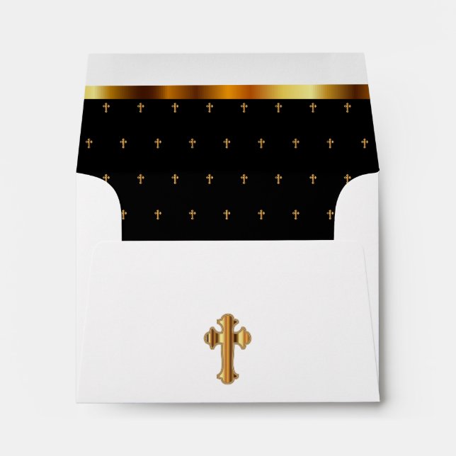 Enveloppes Blanc et noir religieux avec Motif de croix d'or (Dos (Bas))