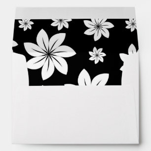 Enveloppes Blanc sur tableau floral noir, Fleurs graphiques