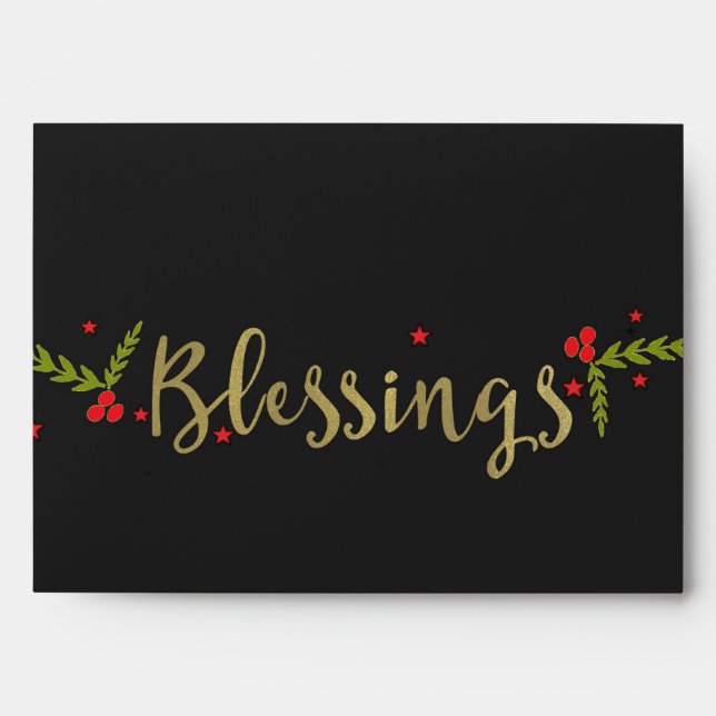 Enveloppes Blessures Black Gold & Red Christmas Holiday Card (Devant)