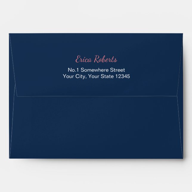 Enveloppes Bleu bleu marine préadressé 5X7 (Dos (Haut rabat))