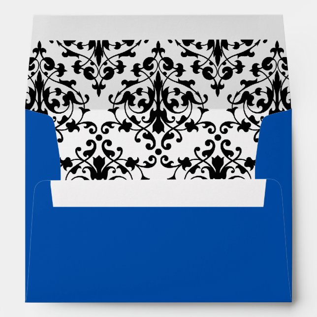 Enveloppes Bleu royal avec Damas noir et blanc (Dos (Bas))