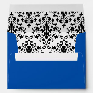 Enveloppes Bleu royal avec Damas noir et blanc