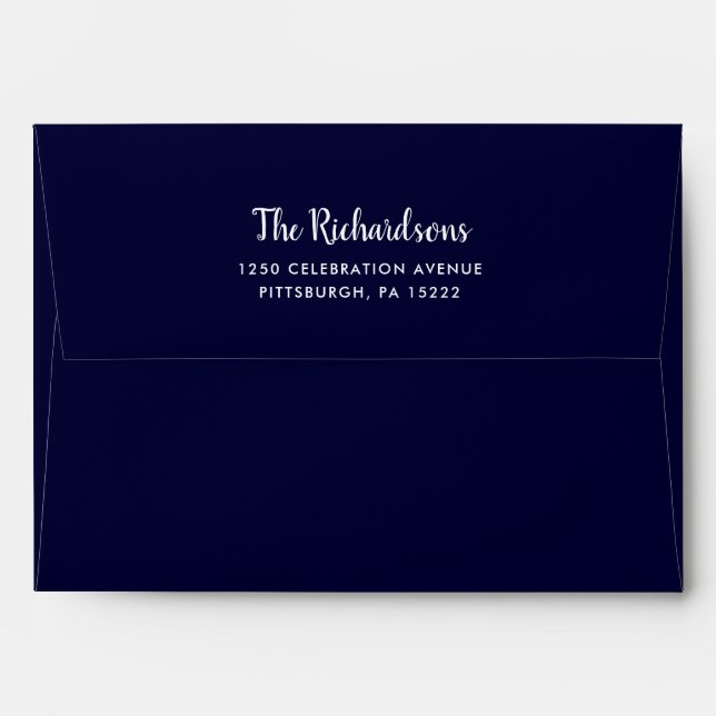 Enveloppes bleues de la Marine | Adresse de retour (Dos (Haut rabat))