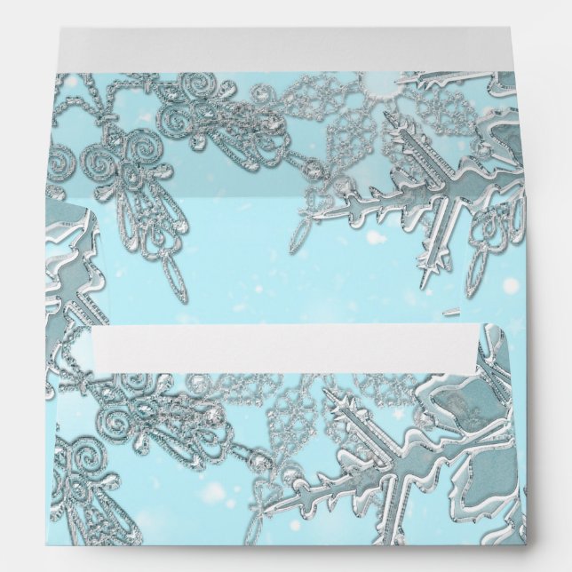 Enveloppes Blue Winter Wonderland Élégant Mariage de flocons  (Dos (Bas))