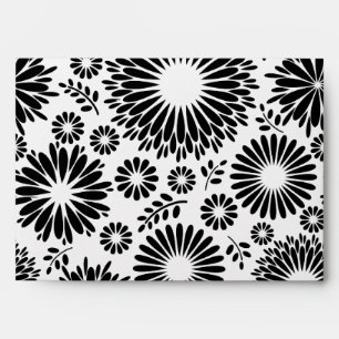 Enveloppes Boho fleurs Motif floral vectoriel noir et blanc