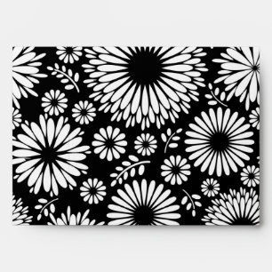 Enveloppes Boho fleurs Motif floral vectoriel noir et blanc