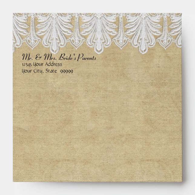 Enveloppes BOHO Printing Burlap n dentelle gitane Moderne Sty (Devant)