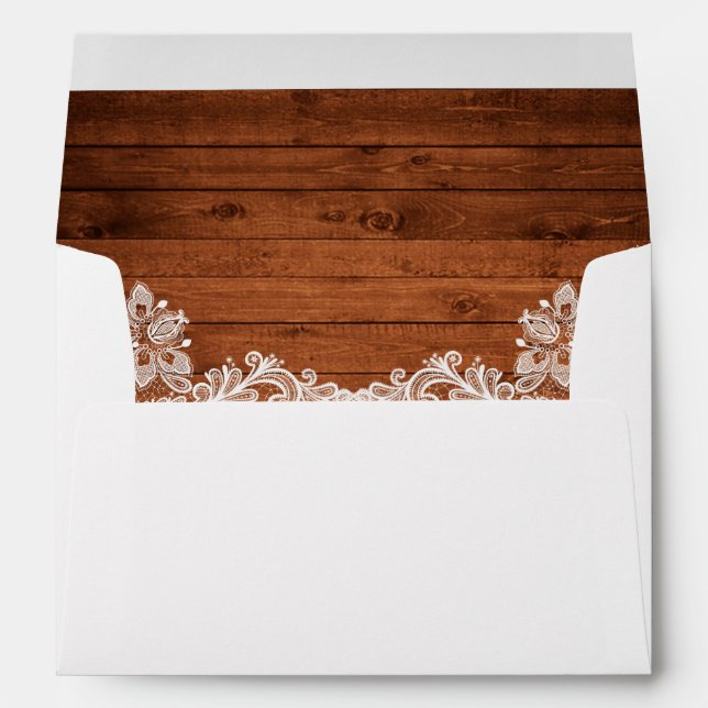 Enveloppes Bois et dentelle rustique Mariage (Dos (Bas))
