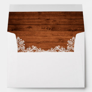 Enveloppes Bois et dentelle rustique Mariage