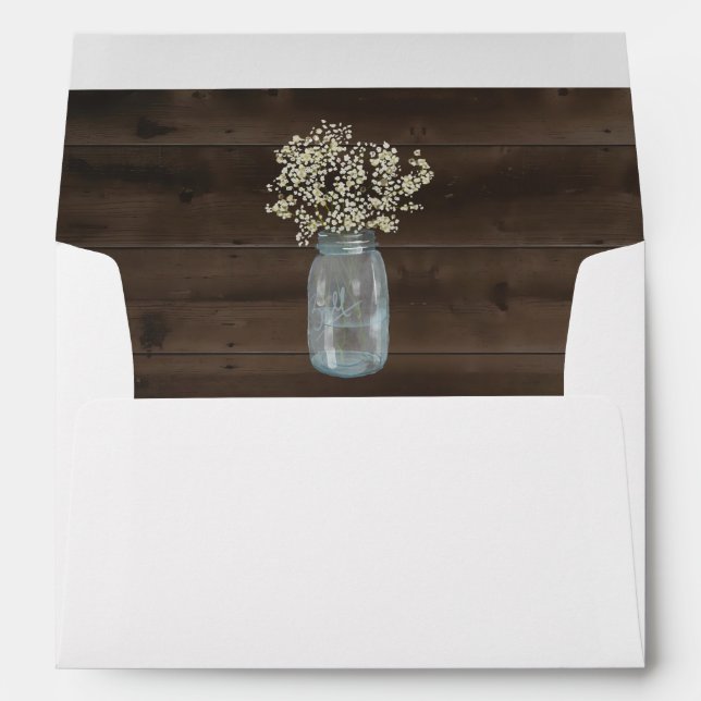 Enveloppes Bois personnalisé, Mason Jar, respirateur pour béb (Dos (Bas))