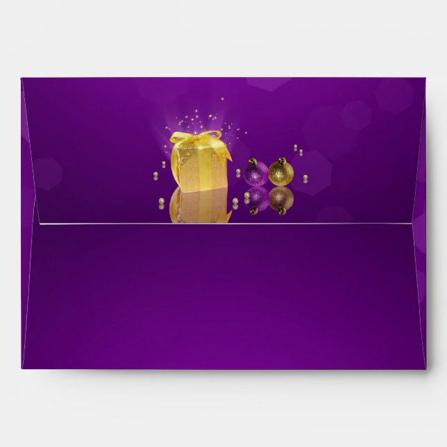 Enveloppes Boîte cadeau de Noël doré (Dos (Haut rabat))