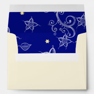 Enveloppes Bonne Hanoukka. Ménorah d'or et modèle floral