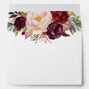 Enveloppes Bouquet de fleurs d'aquarelle de Marsala Bourgogne