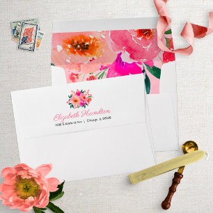 Enveloppes Bouquet floral rose aquarelle élégant