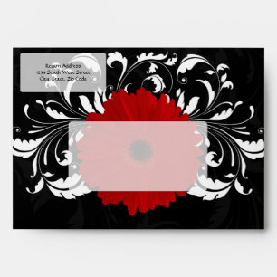 Enveloppes Bright Red Gerbera Daisy on Black