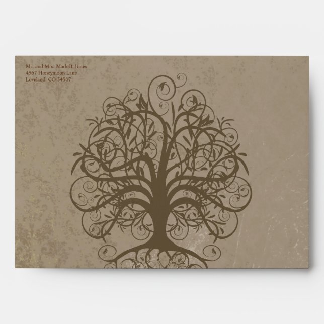Enveloppes Brown du Mariage de l'arborescence des  (Devant)