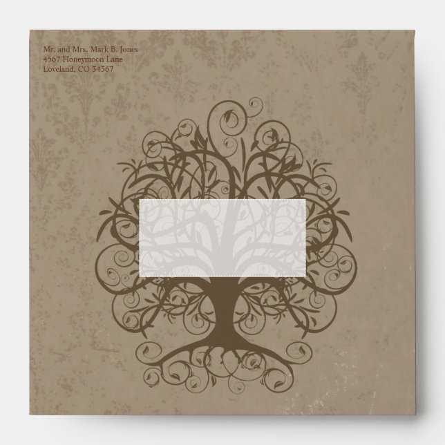 Enveloppes Brown du Mariage de l'arborescence des  (Devant)