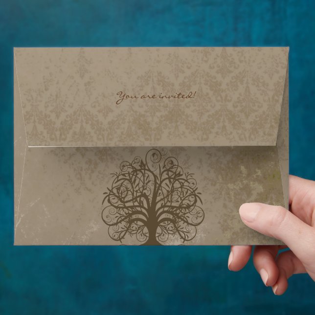 Enveloppes Brown du Mariage de l'arborescence des  (Hand)