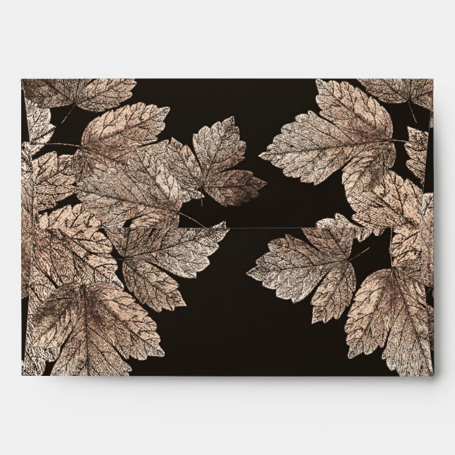 Enveloppes Brown foncé et bronze Feuilles Rustic Fall Invitat (Dos (Haut rabat))