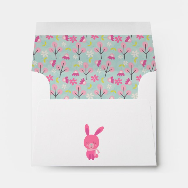 Enveloppes Bunnies et fleurs roses (Dos (Bas))