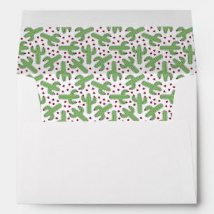 Enveloppes Cactus illustré et motif de fleurs rose
