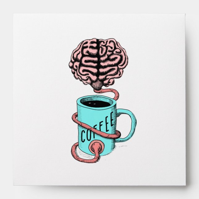 Enveloppes Café pour le cerveau. Illustration amusante du caf (Devant)