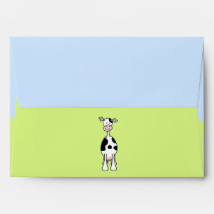 Enveloppes Caricature de vache noire et blanche, animal migno