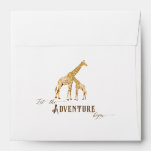 Enveloppes Carré Boy Baby shower Safari Adventure Giraffe