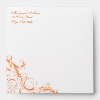 Enveloppes Carré orange Filigree Swirl