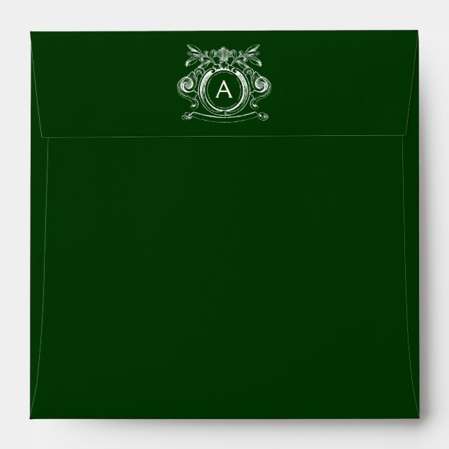 Enveloppes carrées de monogramme de Forest Green (Dos (Haut rabat))