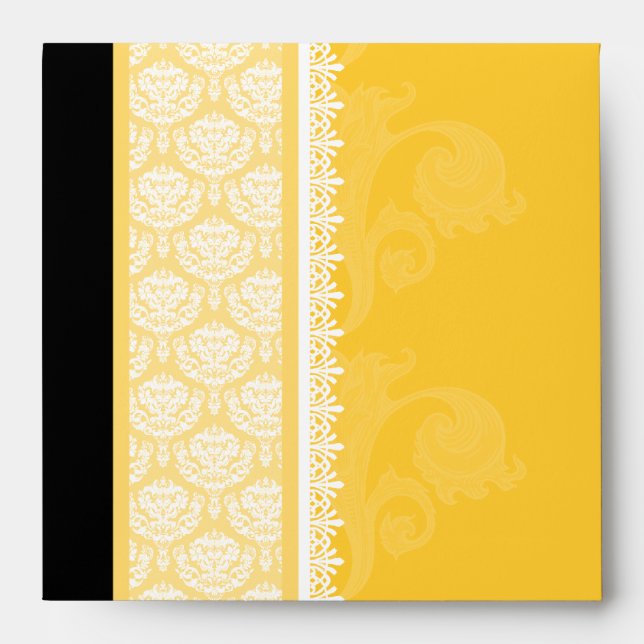 Enveloppes Carrés de Damas jaunes d'or (Devant)