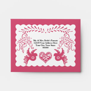 Enveloppes Carte A2 RSVP Papier Picado Mariage Fiesta rose