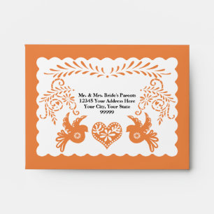 Enveloppes Carte A2 RSVP Papier Picado Orange Fiesta Mariage