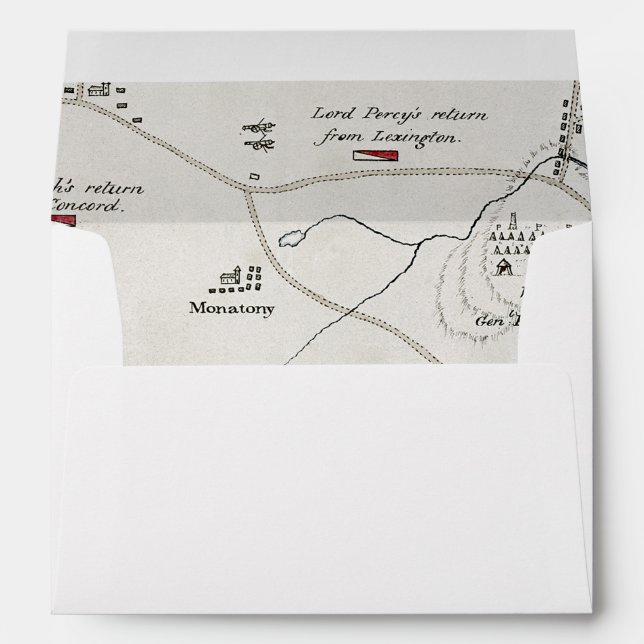 ENVELOPPES CARTE DE BOSTON-CONCORD, 1775 (Dos (Bas))