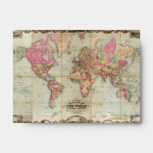 Enveloppes Carte du monde antique par John Colton, vers 1854