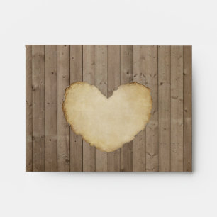 Enveloppes Cartes de clôture en bois rustique Coeur Merci Not