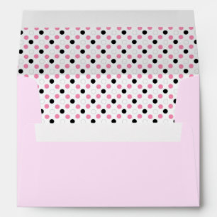 Enveloppes Cartes de voeux pois noirs roses et blancs