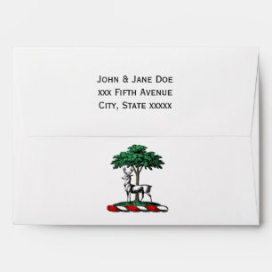Enveloppes Cerf Daim devant un Arbre Emblème de Blason Crête