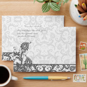 Enveloppes Chacoal Grey Mariage damassé