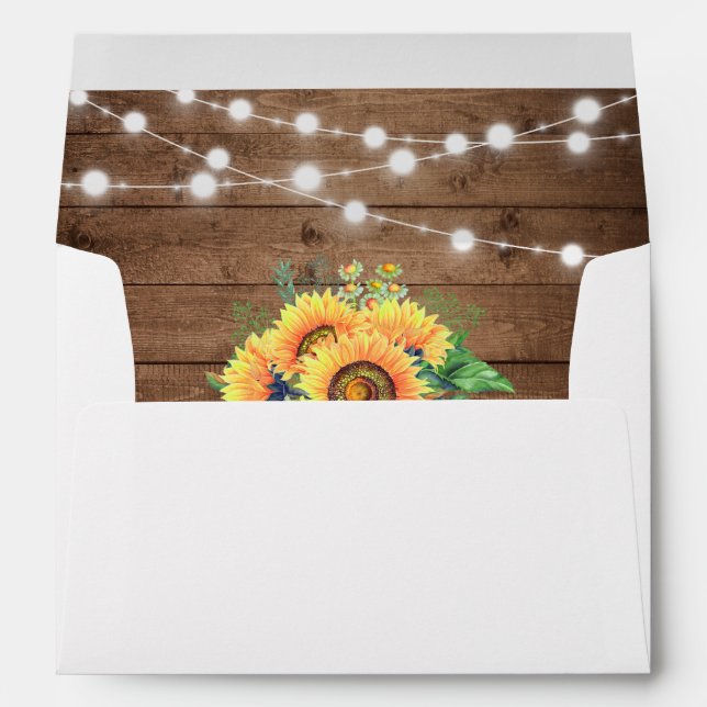 Enveloppes Chaîne de tournesol rustique Lumière Bois rustique (Dos (Bas))