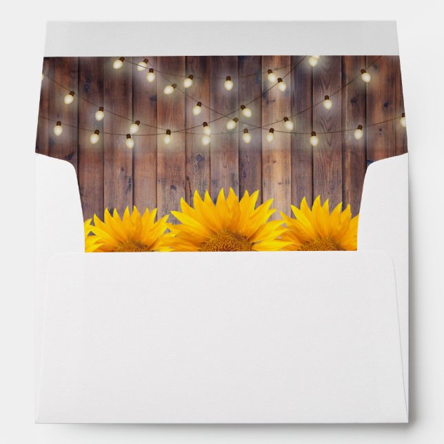Enveloppes Chaîne de tournesol rustique Lumières Barre Mariag (Dos (Bas))