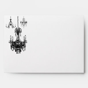 Enveloppes Chandeliers Damas noirs et blancs A7