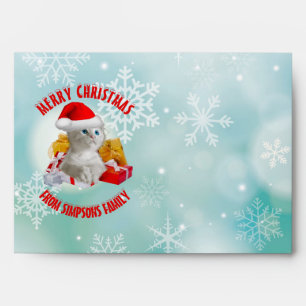Enveloppes Chat Kitty de Noël drôle avec chapeau de Père N