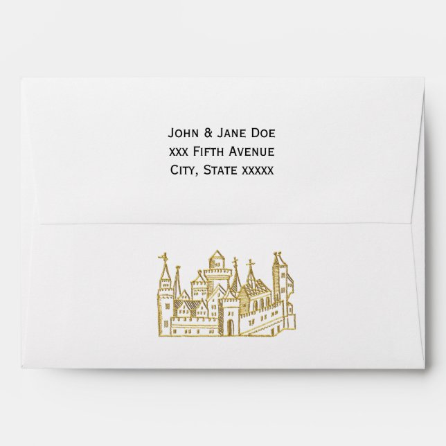 Enveloppes Château héraldique vintage #2 Crest Faux Gold (Dos (Haut rabat))