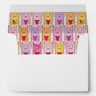 Enveloppes Chats mignons aux coeurs amoureux