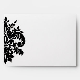 Enveloppes Chaux noire et blanche de n, Fleur de Lis mariage