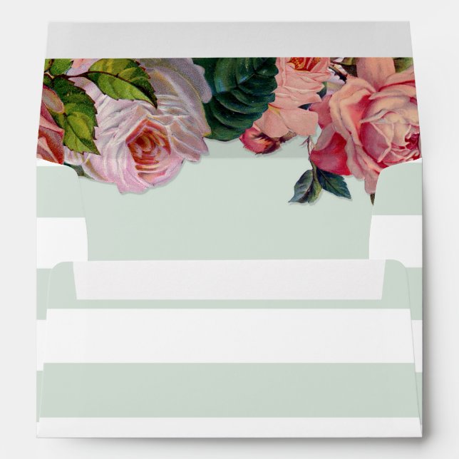 Enveloppes Chic et MODERNE Grille large avec Rose, Vert menth (Dos (Bas))