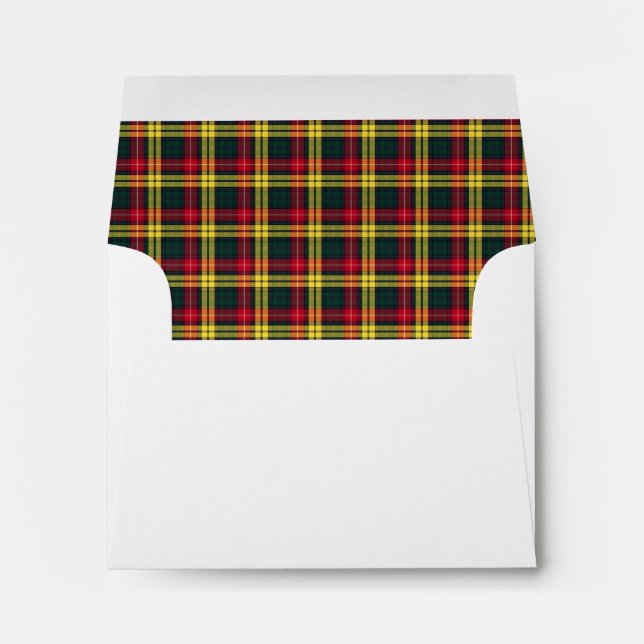 Enveloppes Clan Buchanan Tartan Rouge, vert et jaune Plaid (Dos (Bas))