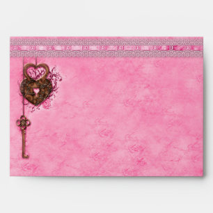 Enveloppes Clé de serrure du coeur romantique Faux Dentelle r